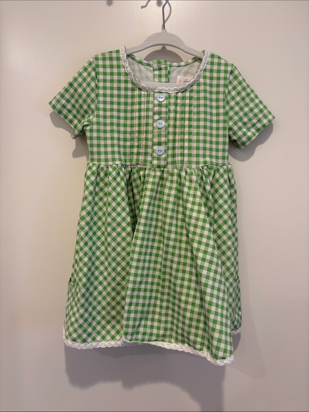 Sweethoney Gingham Short-Sleeve Kids Dress with matching bloomer shorts